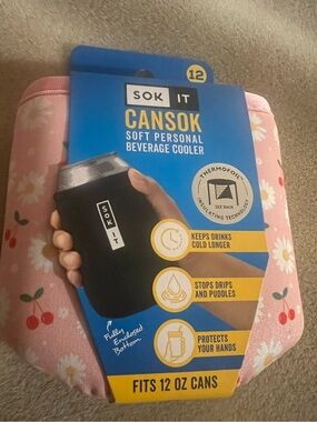 Sok It Cansok Soft Personal Beverage Cooler, fits 12 oz. Cans, new in package